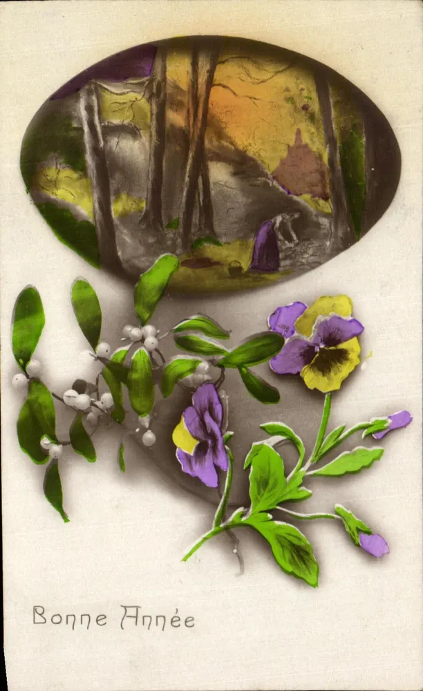 Floresta e flores — Boa Ano — Fabricação francesa - Frente