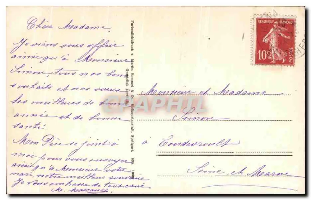 मिस्टल टोई और हॉली — अच्छा वर्ष 1909 — जी. मार्टिन & सी, स्टूटगार्ट - पीछे