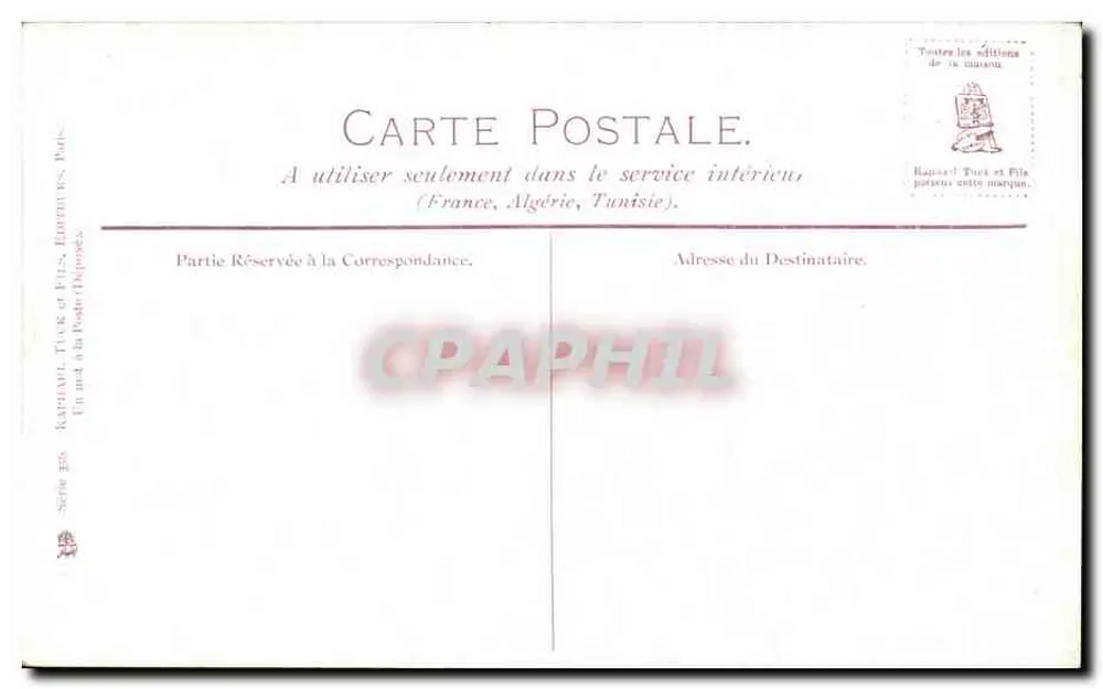 Na praia durante a tempestade — Editor: Raphael Tuck & Fils, Paris — Série 3506 - Verso