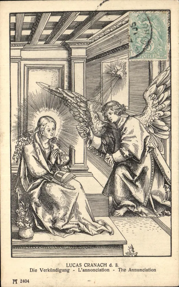 Die Verkündigung — Lucas Cranach d.ä. — F. A. Ackermann's Kunstverlag, München, Serie 233 - Vorderseite
