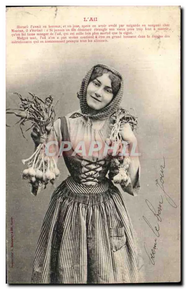 Frau mit Knoblauchschalen — Knoblauch — Verlag L. Bérenger & Cie, Nr. 20 - Vorderseite