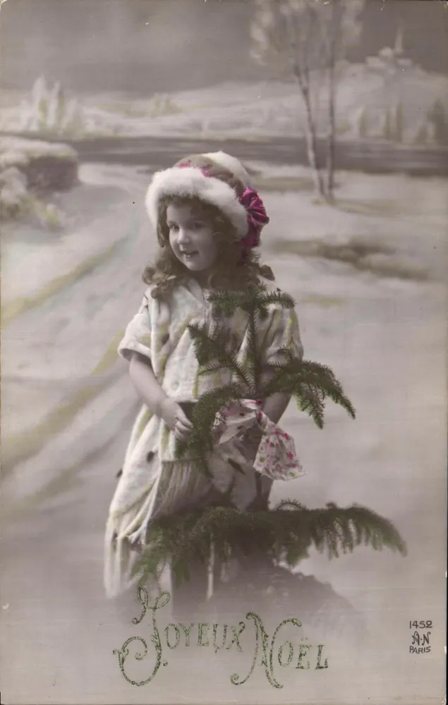 Mädchen im Weihnachtsoutfit — Winterlandschaft — AN Paris n°1452 - Vorderseite