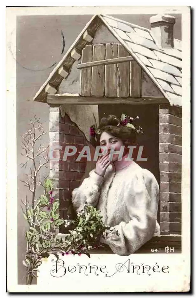 Frau am Fenster — Frohe Weihnachten — 64. ΦΗ - Vorderseite