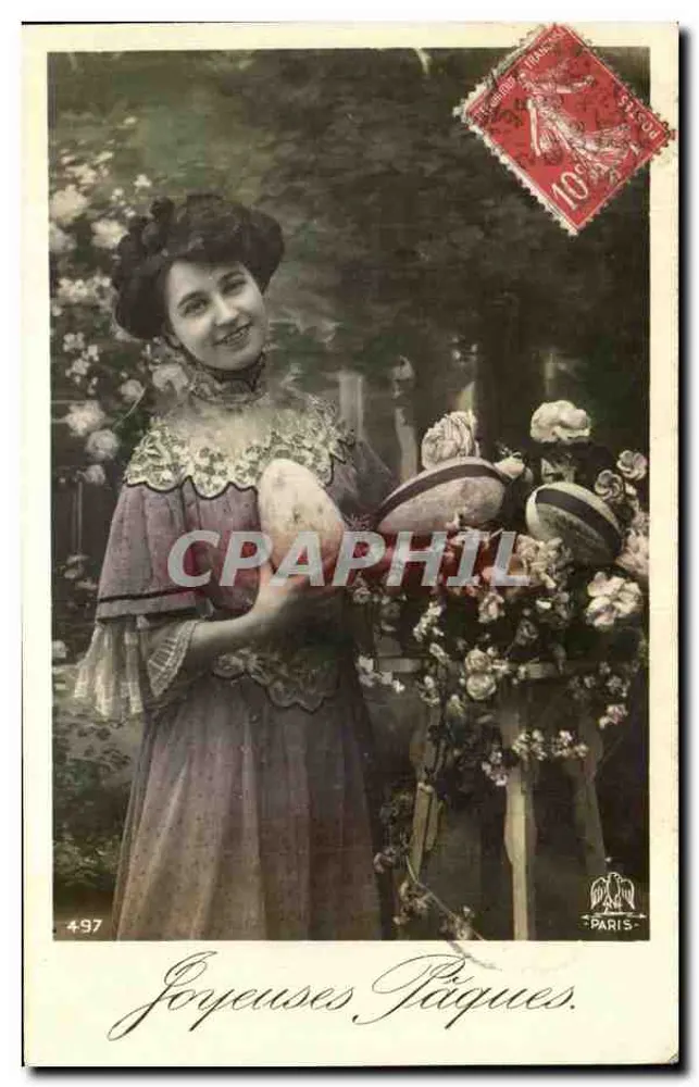 Junge Frau in Ostergewand — Paris — Verlag Paris, Nr. 497 - Vorderseite