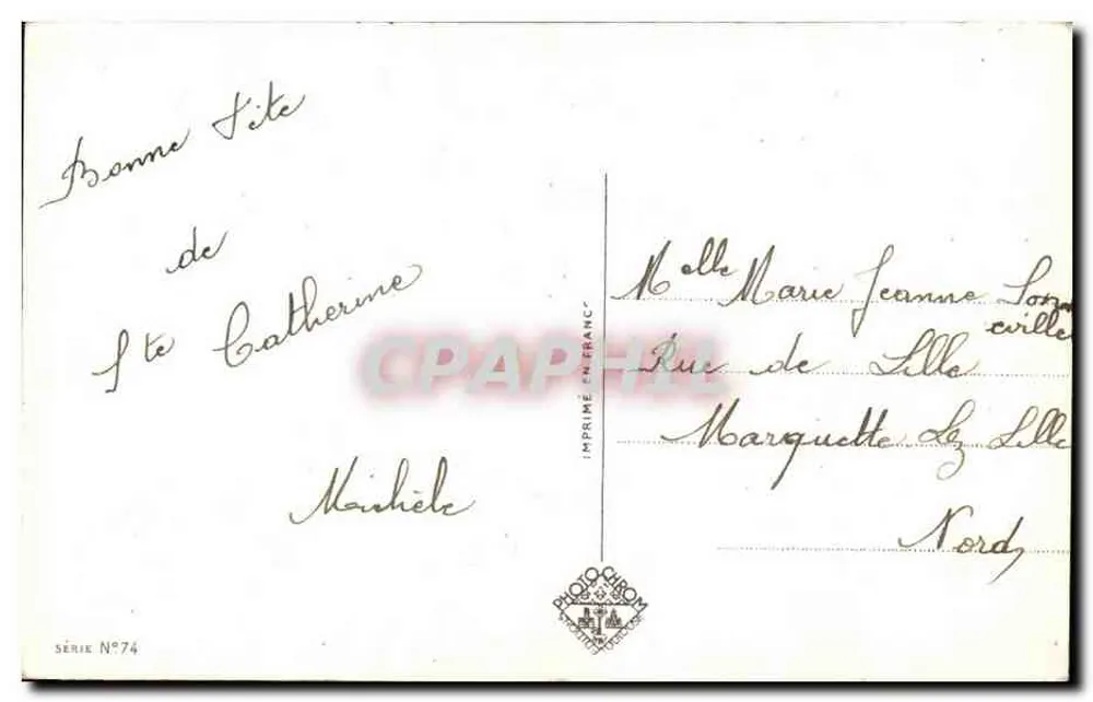 Blumenstrauß und Pferdeschuh — Frohe Geburtstagskarte — Photo-Chiron, Serie Nr. 74 - Rückseite