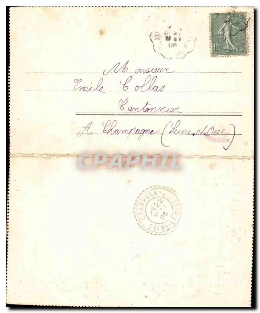 Flores y paloma — tarjeta postal decorativa — editor desconocido - Reverso