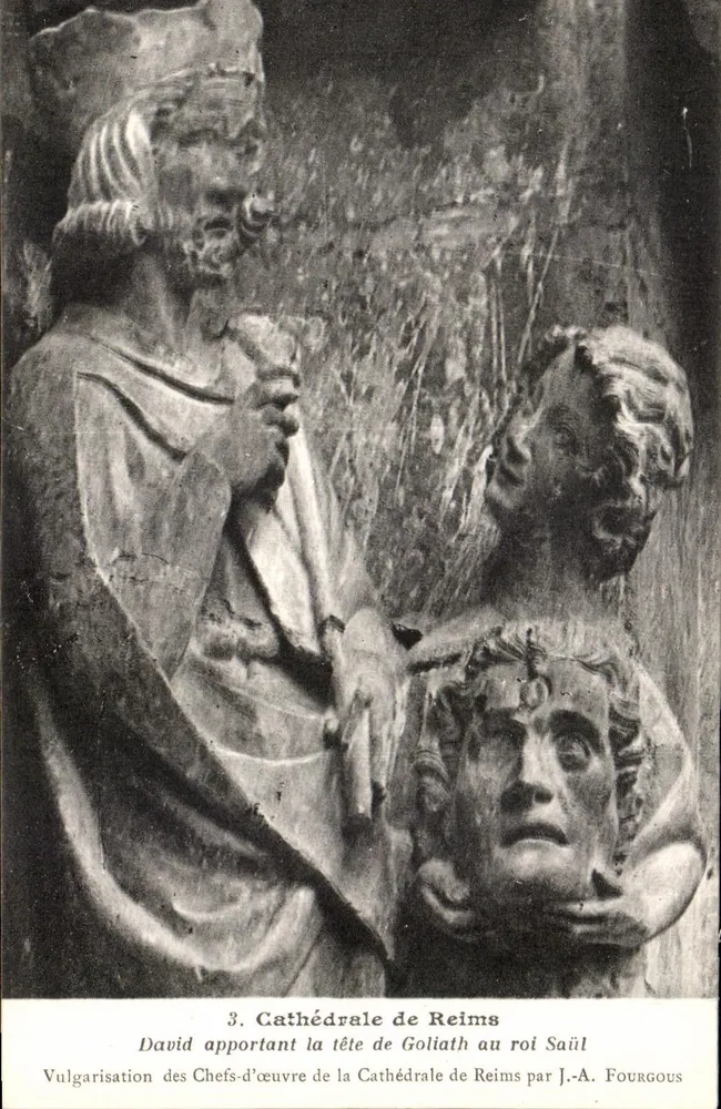Kathedrale von Reims — David bringt den Kopf Goliaths dem König Saul — Popularisierung der Meisterwerke von J.-A. Fourgous - Vorderseite
