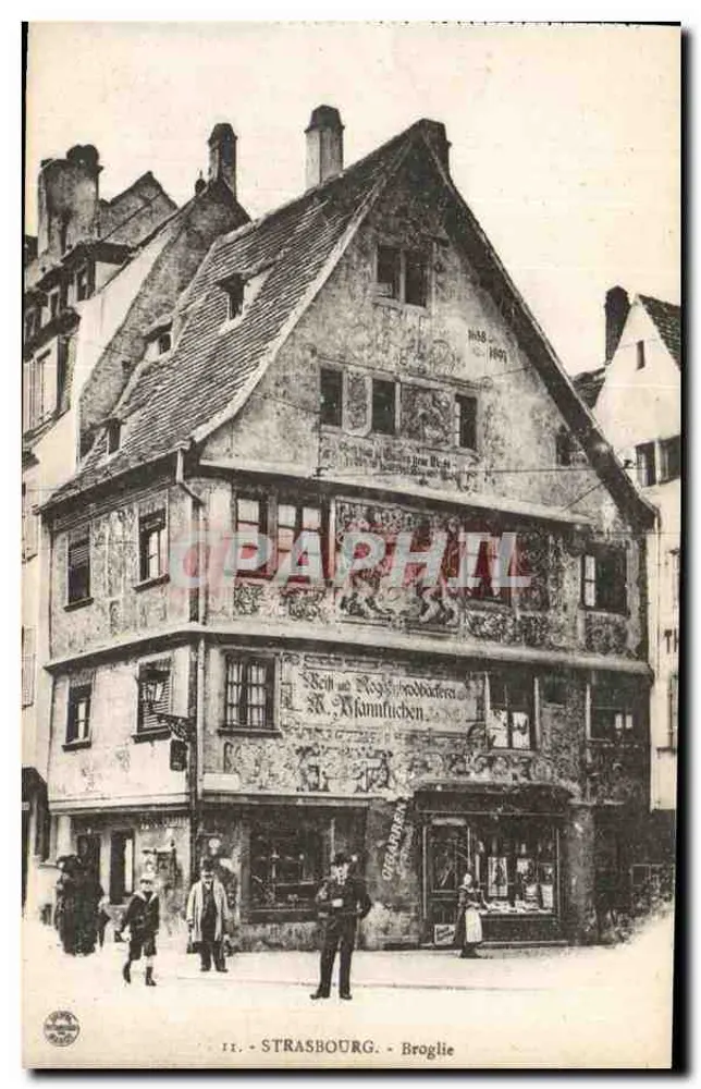 Strasbourg - Broglie - Casa com decoração escultórica - Editor J.J. n° 11 - Frente
