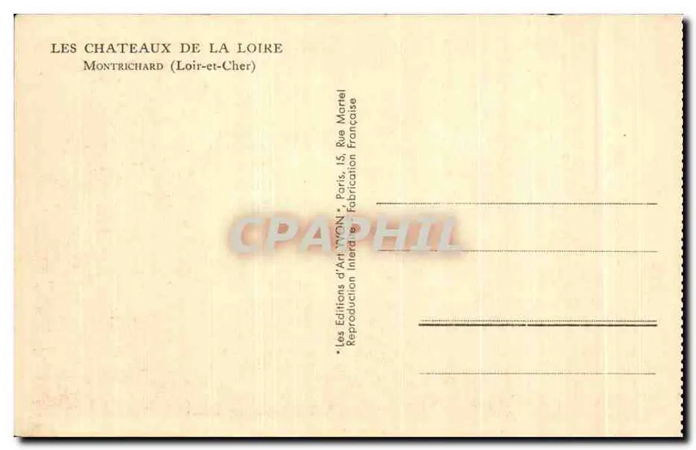 Montrichard — Castelos da Loire — Edições d'Art Yvon, Paris - Verso