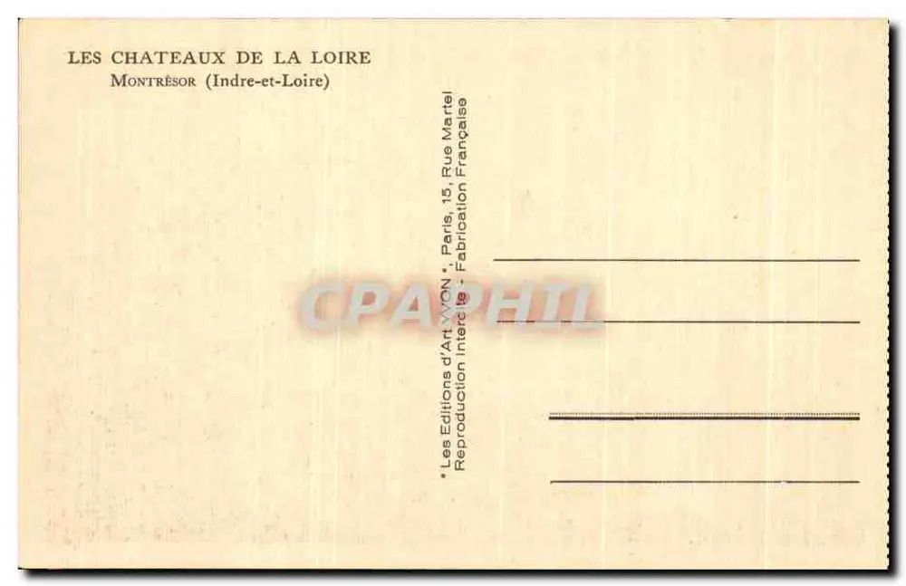 Castelo de Montrésor — Indre-et-Loire — Les Éditions d'Art Martel - Verso