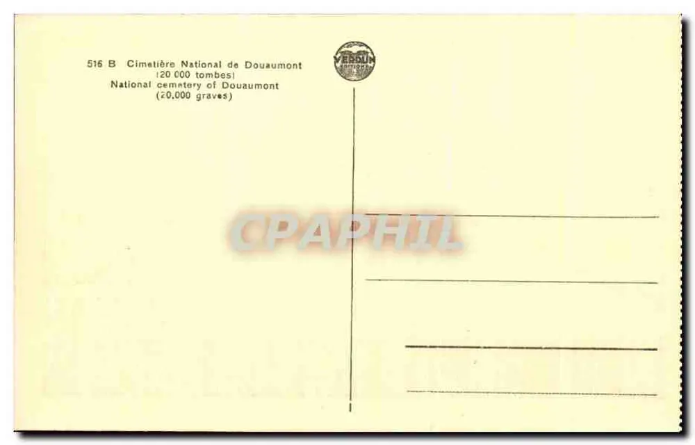 Nationalfriedhof von Douaumont — 20 000 Grabstellen — Verlag VEBRUN - Rückseite