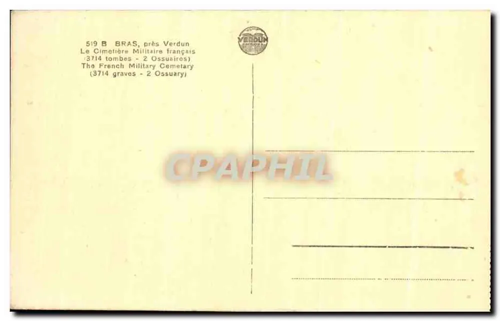 Französischer Militärfriedhof in Bras — Verdun — Verlag Verdun - Rückseite