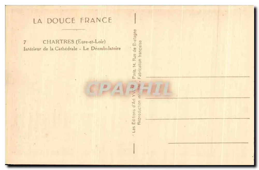 Chartres (Eure-et-Loir) — Innenansicht der Kathedrale - Der Ambulatorium — Éditions d'Art Yvonne, Paris - Rückseite