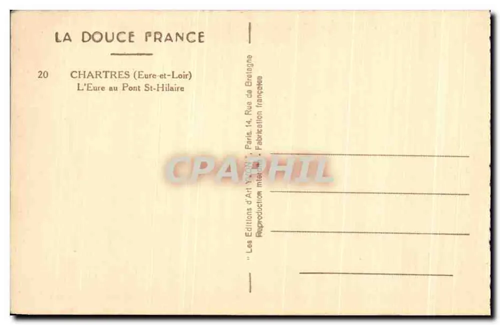 Chartres (Eure-et-Loir) — L’Eure no Pont St-Hilaire — Yvon - Verso