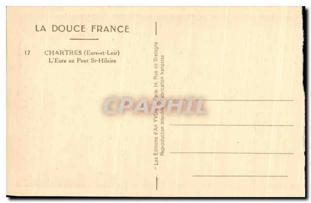 Chartres (Eure-et-Loir) — A Eure no Ponte St-Hilaire — Yvon - Verso