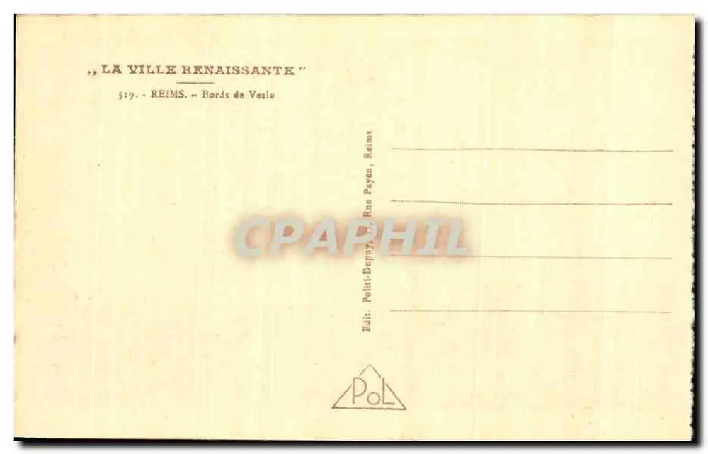 Ufer des Vesle — Reims — Verleger Polti-Dupuy, Rue Payen, Reims - Rückseite