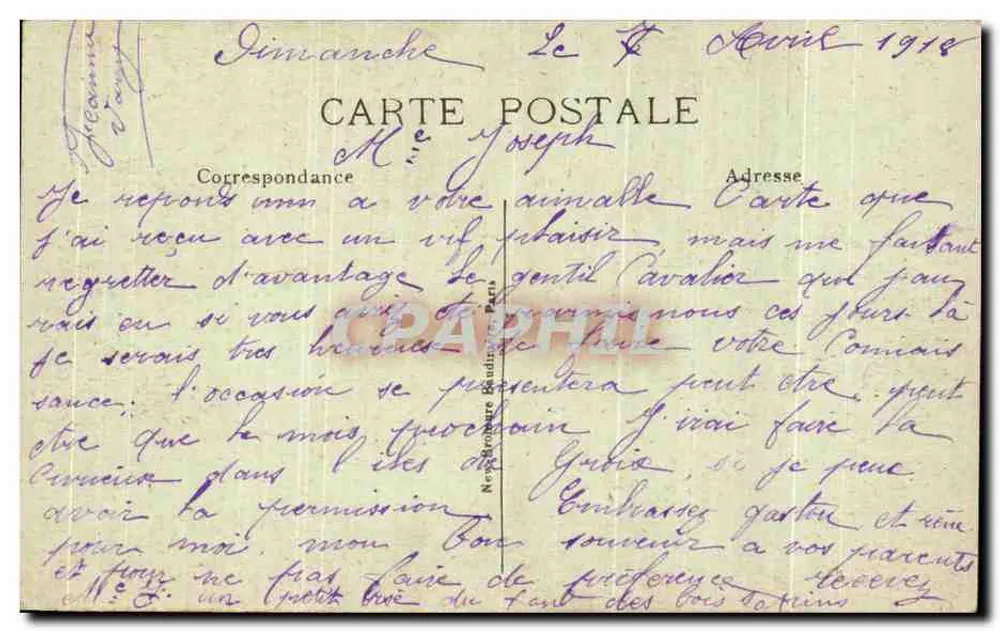 Arranjo de flores — Um Olá — La Pensée, n°557 - Verso