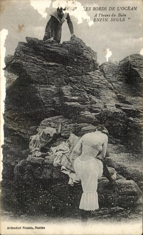 Les Bords de l'Océan — scène de bain seul — éditeur Artaud et Nozais, Nantes - Voorkant