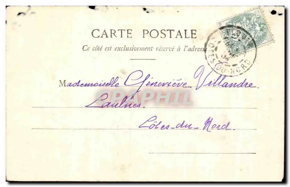 Poisson d'Avril — junge Frau mit Blumenkranz, die Geldbeutel hält — Phototype A. BERBERT & CIE, Nancy - Rückseite