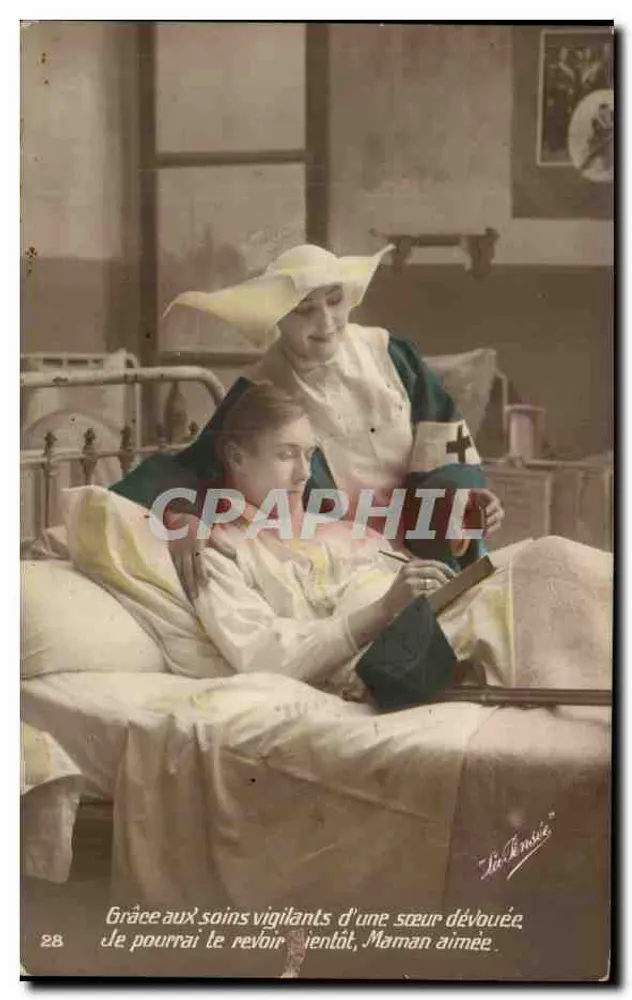 Geduldige Schwester, die eine kranke Patientin pflegt — La Jumie — Nr. 28 - Vorderseite
