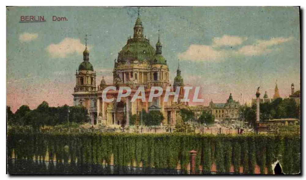 Berlin, Dom — cathédrale avec dôme vert et colonne, éditeur Berliner Postkarten-Verlag - Frente