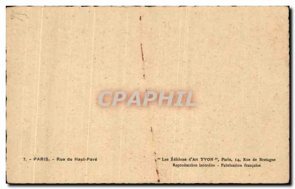 Paris - Rue du Haut-Pavé — vista da rua com rebanho de cabras — Les Éditions d'Art YVON - Verso