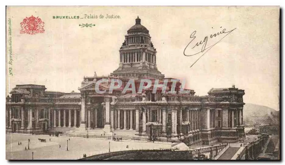 Bruxelas — Palácio de Justiça — Reprodução litográfica N°3 — Editor Gaud Bazaz Bruxelas - Frente