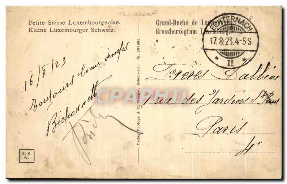 Holeys bij Berdorf — natuurlijke grot — J. R. W. (uitgever, nr. 29886) - Achterkant