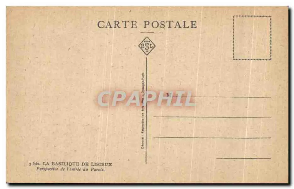 A Basílica de Lisieux — Perspectiva da entrada do Pátio — editor PSL, 3 bis, Paris - Verso