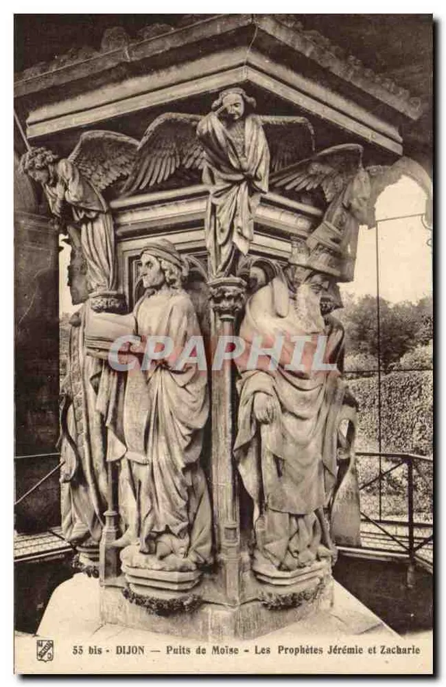 Dijon — Brunnen des Mose — Propheten Jeremia und Zacharias - Vorderseite
