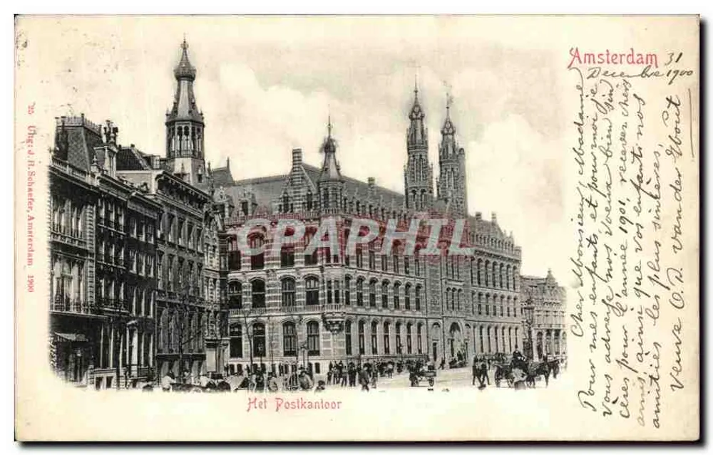 Amsterdam — Het Postkantoor — Utrecht R. Schaefer, Amsterdam 1900 - Awers