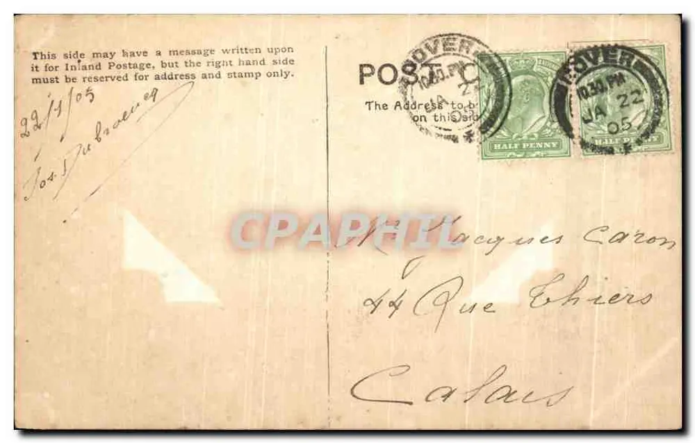 Dois cervos em um paisagem florestal — S.W. Faulkner & Co. London, Editor n° 517 - Verso