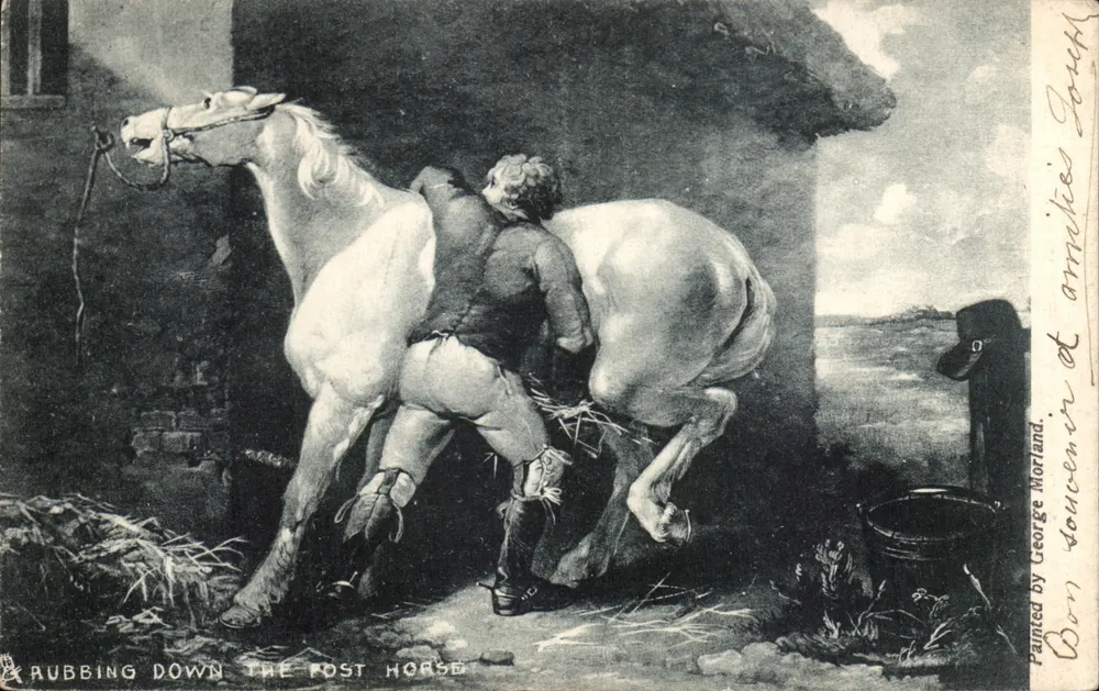 Raschiare il cavallo postale — Pittura di George Morland — Editore Raphael Tuck & Sons, serie 'ABT' n°1427 - Recto