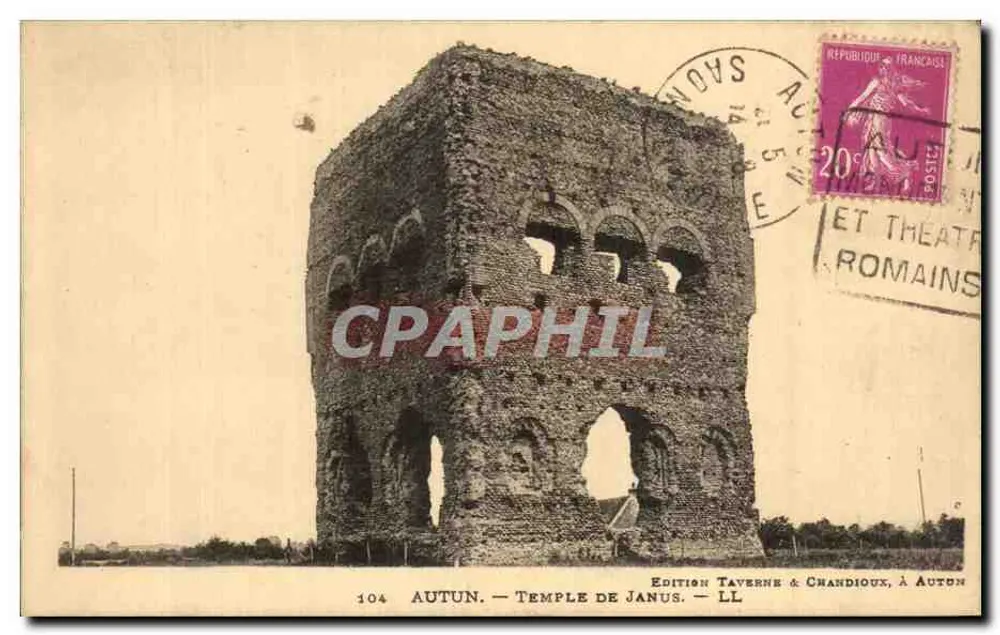 Autun — Templo de Janus — Edição Taverne & Chandioux, em Autun - Frente