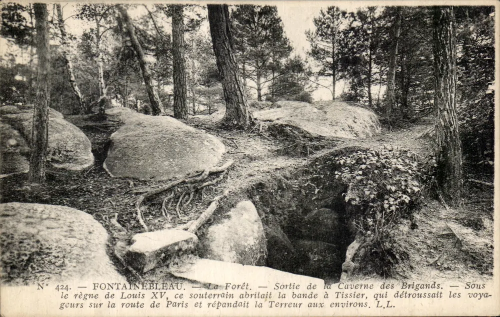 Fontainebleau — Der Wald — Ausgang der Höhle der Räuber — N° 424 - Vorderseite