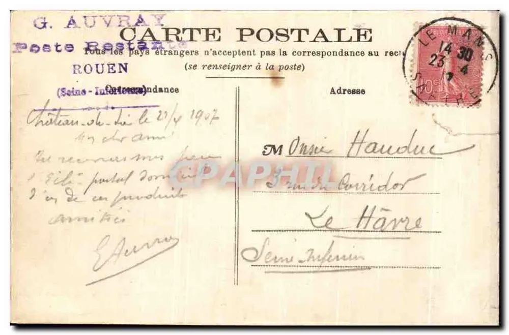 La Sarthe und ihre Produkte — Frau, die lokale Produkte präsentiert, Verlag PHOTO AÎNISSE, J. ROUTERET, LE MANS - Rückseite