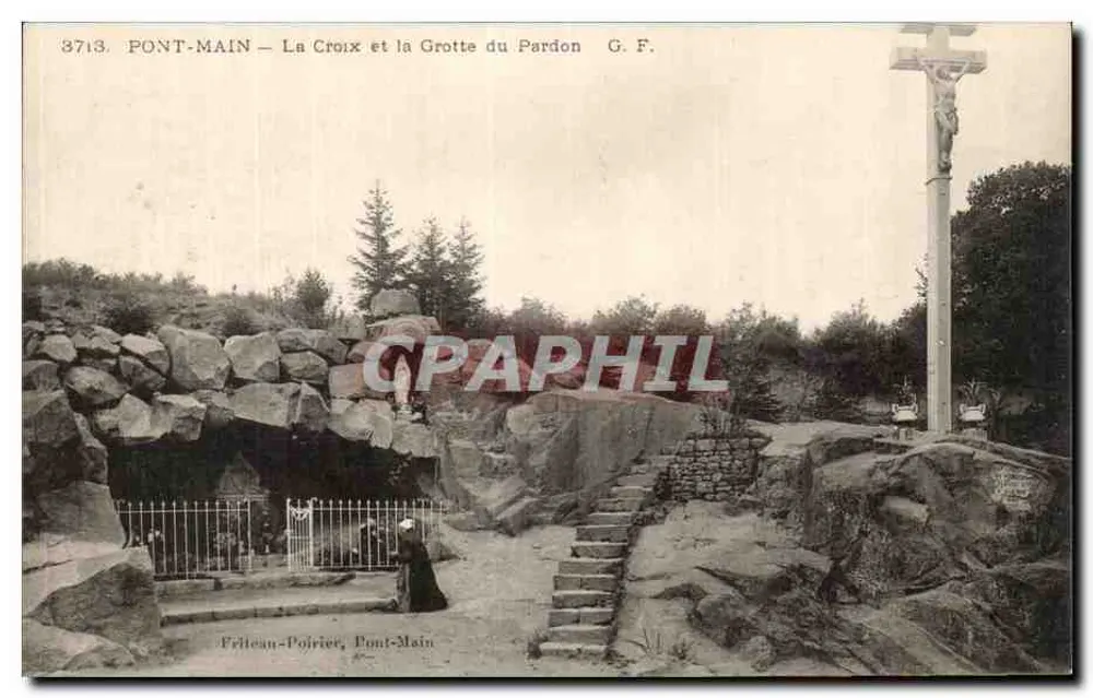 Hauptbrücke — Die Kreuz und die Grotte des Vergebens — Fréteau-Poirier, Pont-Main - Vorderseite