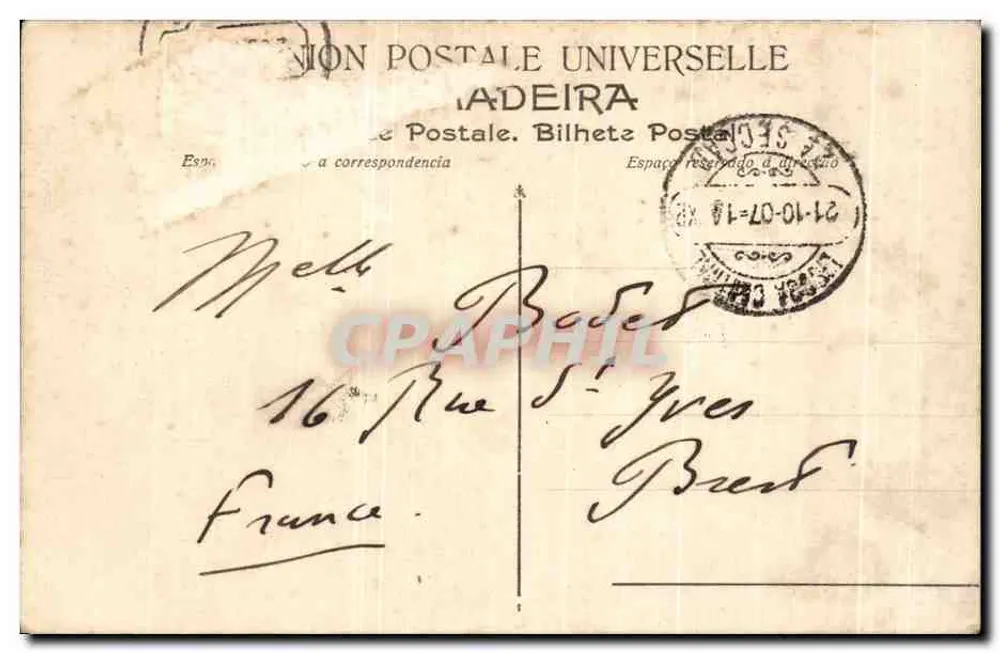 Madeira, Carro de bois — B.P. N° 102 — éditeur Pegistado - Verso