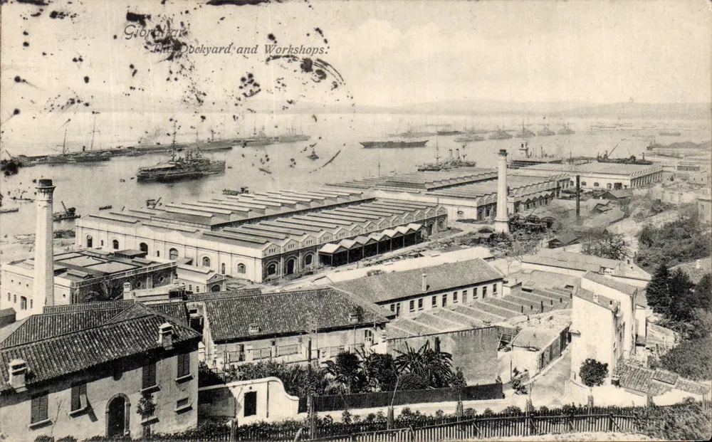 Gibraltar — O Dockyard e os Ateliers — editor não visível - Frente