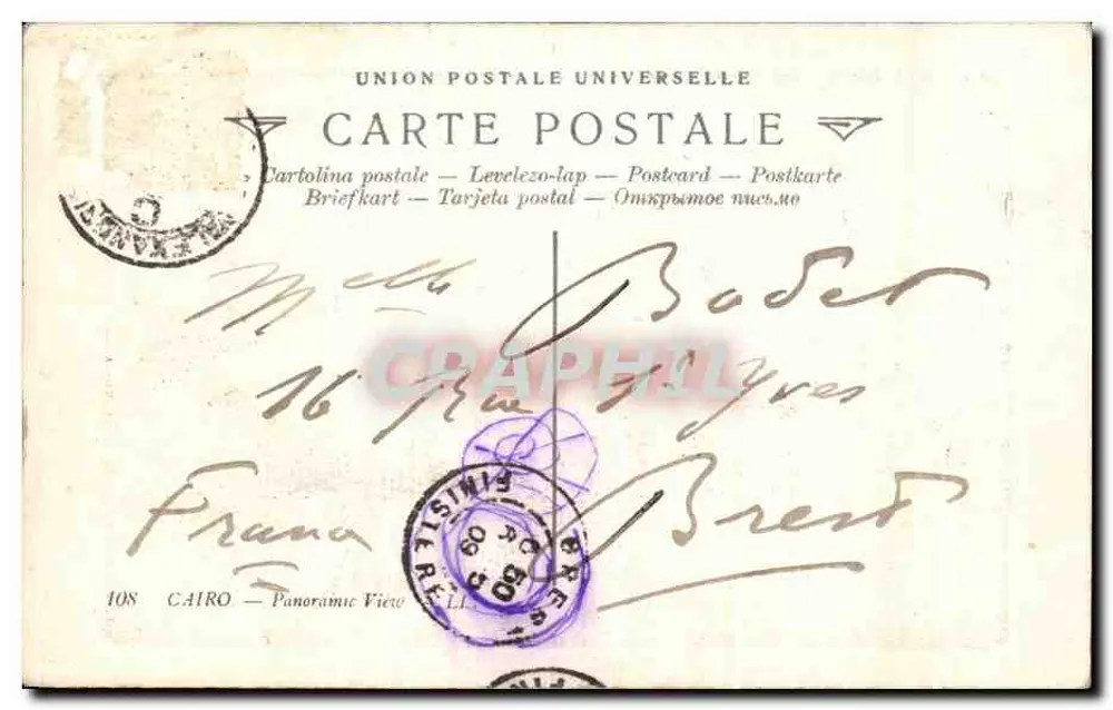 O Caire — Vista panorâmica — L.L. n°108 - Verso