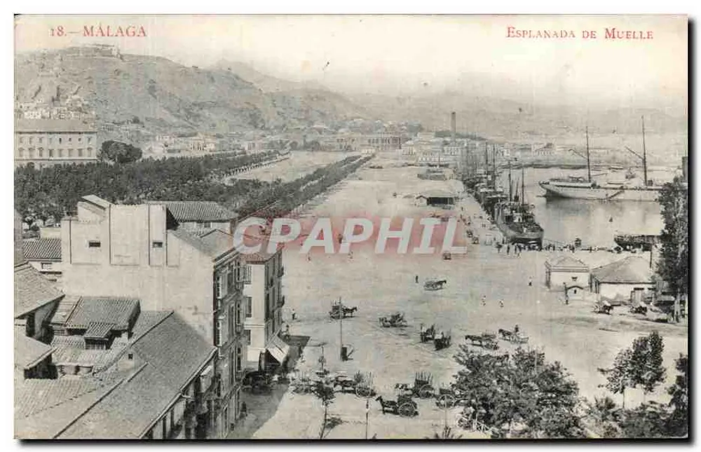 Malaga — Esplanada de Muelle — Tarjeta Postal Universal España - Vorderseite