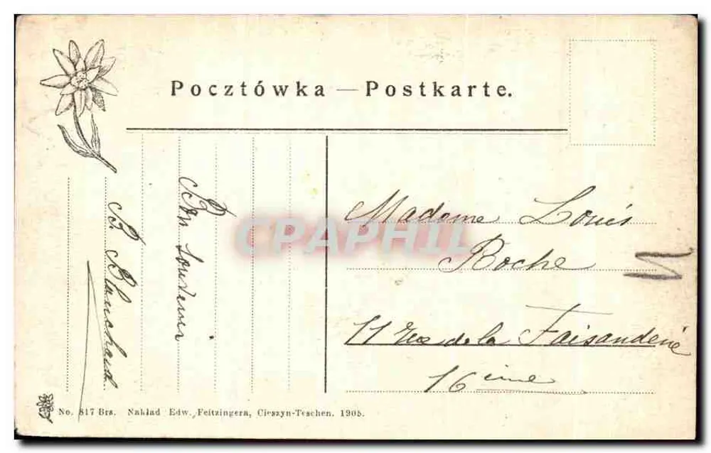 Piek Stawów Polskich — Grand Lac — Verlag Nahlad Edw. Feltzingern, n° 817 - Rückseite