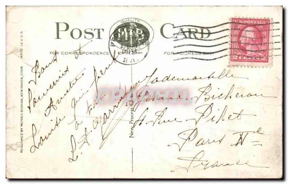 Casino, Rhodes-on-the-Pawtucket, Providence, R. I. — Verlag MORRIS BERMAN, NEW HAVEN, CONN. - Rückseite