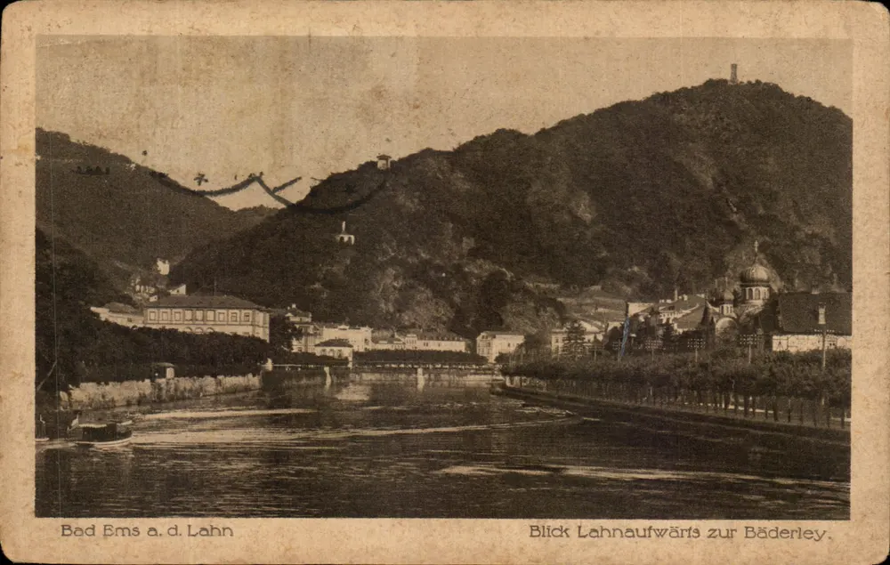 Bad Ems a.d. Lahn — Blick stromaufwärts zur Bäderley — Verleger unbekannt - Vorderseite