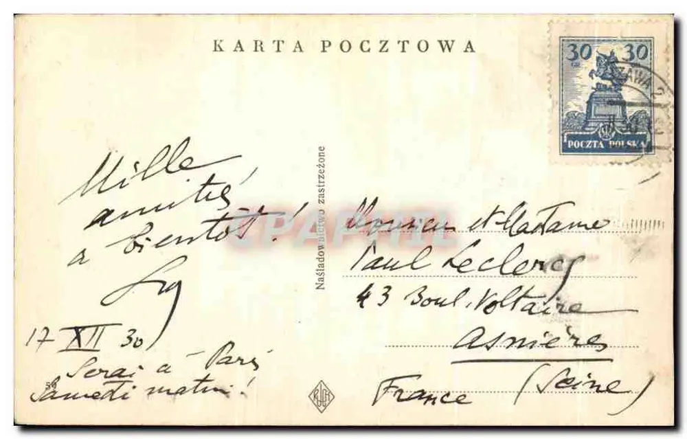 Varsóvia : Monumento de Kopernik — Fot. J. Wołyński - Verso