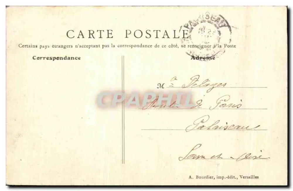 Rochers et Cascades de Cernay-la-Ville (S.-et-O.) — A. Bourdier, imp.-édit., Versailles - Rückseite