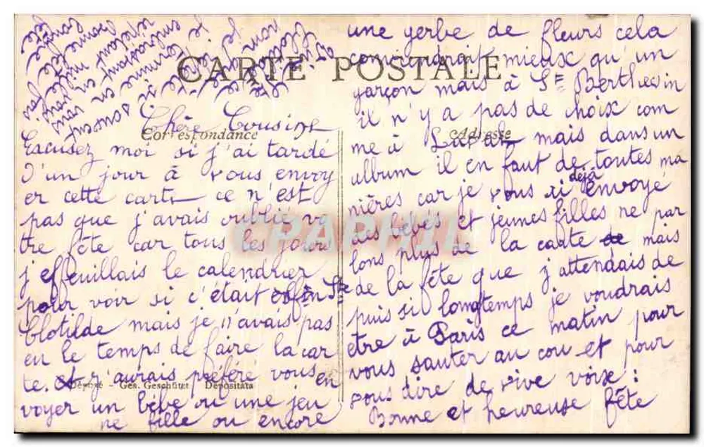 Mann mit zwei Rosensträußen — gedruckter Text 'BONNE FÊTE' — Verlag AXS n°524 - Rückseite