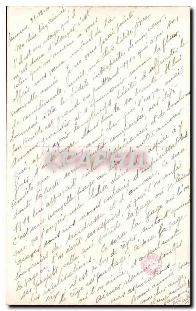 Dois anjos — Boa Ano — editor não identificado, número de série não visível - Verso