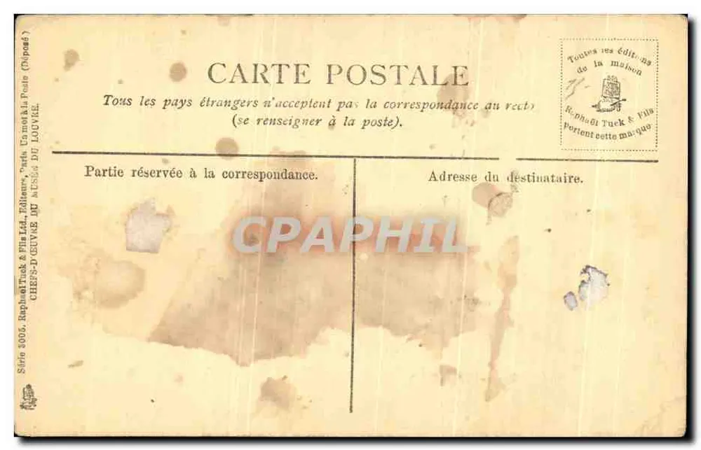 L'Été — Peinture de Lancret — Musée du Louvre — Édition Tuck & Fils - Verso