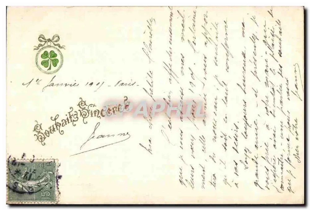 Carta postal multilingue — F.-J. R. Paris — número de série não visível - Frente